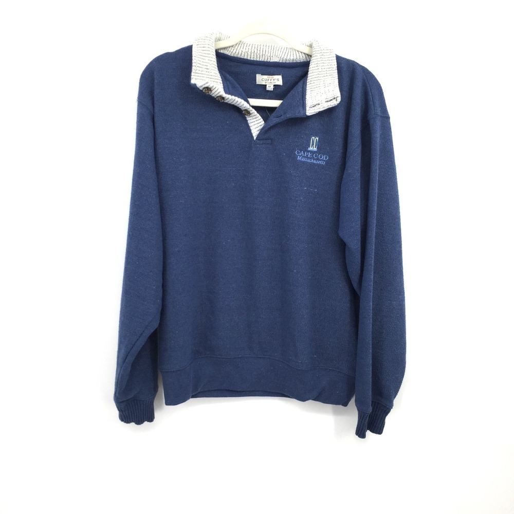 Cuffy's cape cod Blue quarter Button New England pullover top shirt old money M